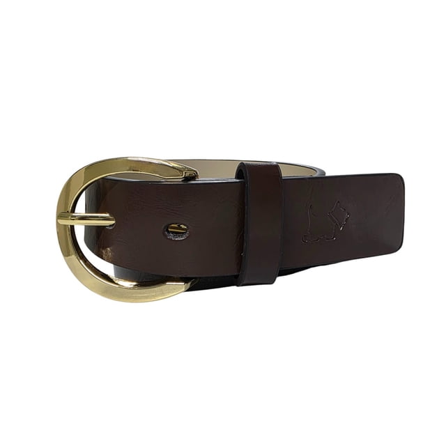 Ferrioni Cinturón Dama Piel Genuina Melissa Café con Hebilla Dorada 27mm