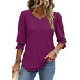 thumbnail image 3 of Fantaslook Blouses for Women Dressy Casual 3/4 Length Sleeve Womens Tops with Smocked Cuffs Fashion Shirts, 3 of 8