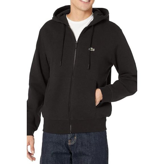 Lacoste Men's Black Kangaroo Pocket Color-Block Sweatshirt, XL