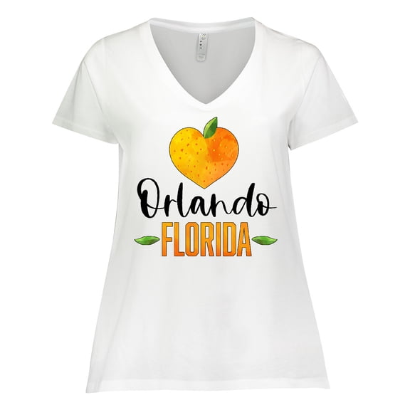 Inktastic Orlando Florida Orange in Heart Women's Plus Size V-Neck T-Shirt