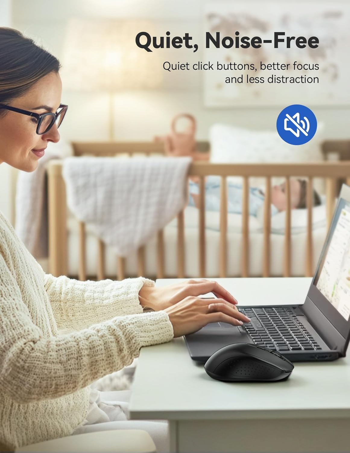 Wireless Mouse for Laptop, 2.4G Ergonomic Optical Mouse Silent Bluetooth Mouse(BT5.0) 4000DPI Adjust, Computer Portable PC Quiet Mice with USB-A Receiver & 6 Buttons for Mac, 18 Months Battery