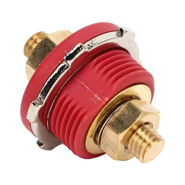 Thru Panel Terminal, Thru Panel Battery Connector Zinc Alloy Brass High Strength 3/8in for Boat for RV Red
