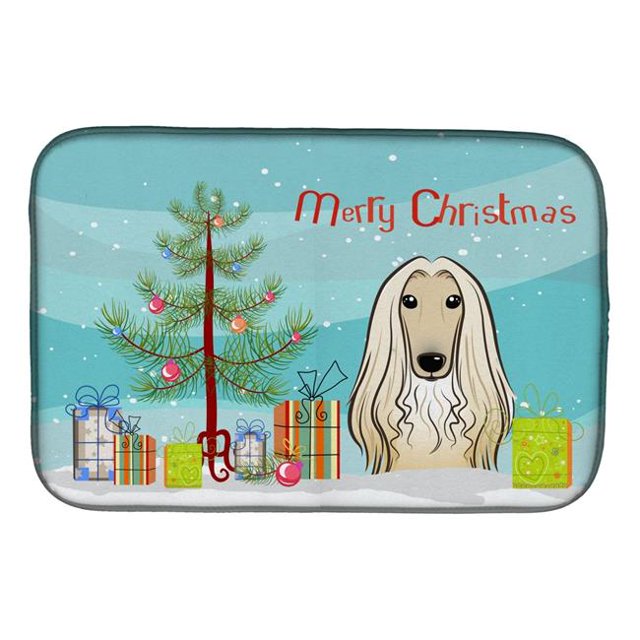 Carolines Treasures BB1616DDM Christmas Tree & Afghan Hound Dish Drying Mat