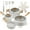 White, variant on NutriChef 14-Piece Non-Stick Ceramic Cookware Set - Induction Safe Pots and Pans with Glass Lids, Cool-Touch Handles, Even Heat Distribution, Dishwasher Safe, Includes Ladle, Tong, Spatula (Black)