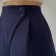thumbnail image 4 of Women's Casual Pants High Waisted Side Pocket Straight Leg Work Pants Women'S Fashionable High Waist Zipper Casual Pants Suit Pants,Blue Women's Casual Pants L, 4 of 7