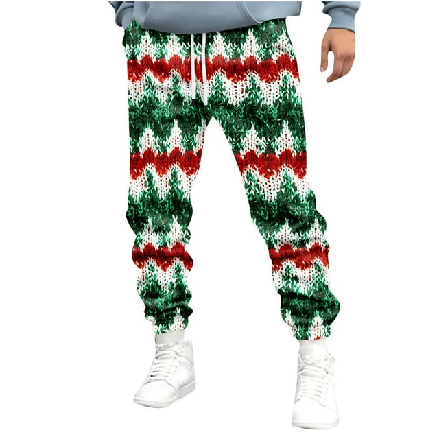 Styesk Men's Pants Men's Sports Pants Tapered Running Exercise Pants Drawstring Running Pants Printed Pants
