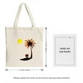 thumbnail image 3 of Natural Canvas Tote Bag with Yellow Sun & Palm Tree Design Silhouette of Person Beneath Tree Perfect for Shopping & Travel, 3 of 4