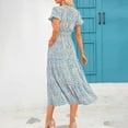 thumbnail image 6 of Ruyang Boho Maxi Dress Women's Summer Casual Dress V Neck Short Sleeve Ruffle Ruched Beach Boho Long Floral Maxi Sundress, 6 of 8