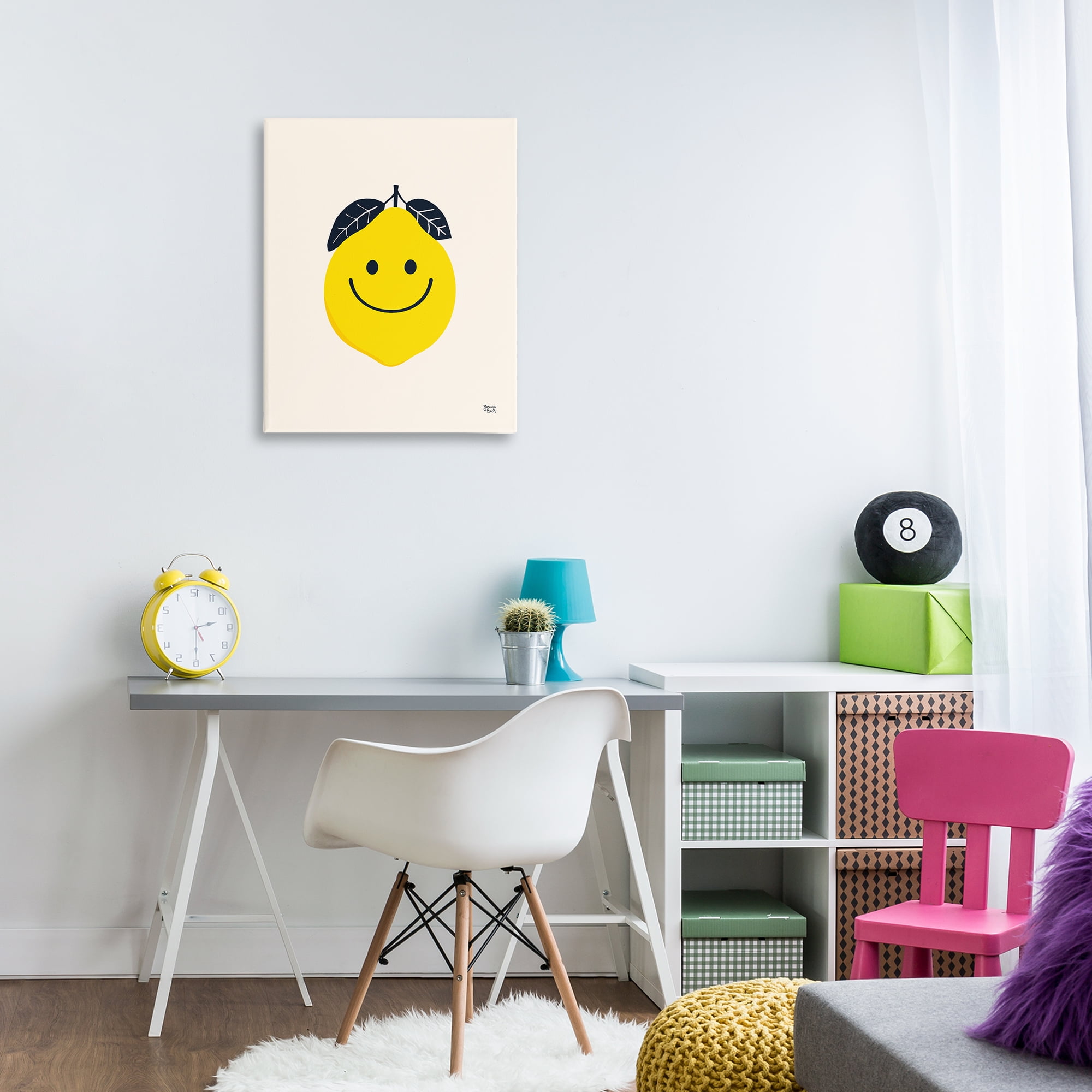 Stupell Industries Happy Lemon Smile Food & Beverage Painting Wrapped Canvas Art Print Wall Art, 24 x 30