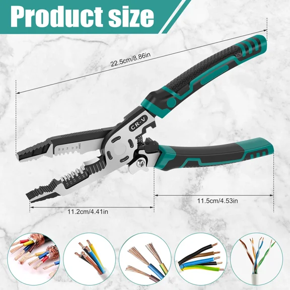 Wire Stripper High Carbon Steel Wire Stripping Pliers Ergonomic Non-Slip `-