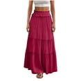 thumbnail image 3 of HomeGardon Maxi Skirts for Women Summer Casual Tiered Maxi Skirt Without Pockets Elastic Waist Flowy Pleated Long Skirt, 3 of 7
