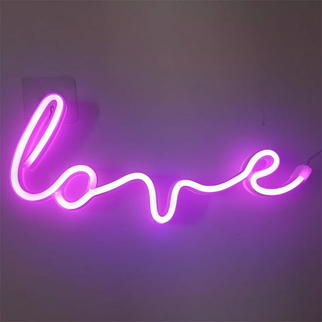 Adornos de decoración de interiores de neón LED, luz de noche con relámpagos, luz de labios, luz de letras, barra de luz de amor