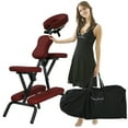 thumbnail image 5 of Portable Massage Chair Folding Tattoo Salon Spa Chair W/Carrying Case, Adjustable Lightweight Travel Therapy Chair, Burgundy, 5 of 5