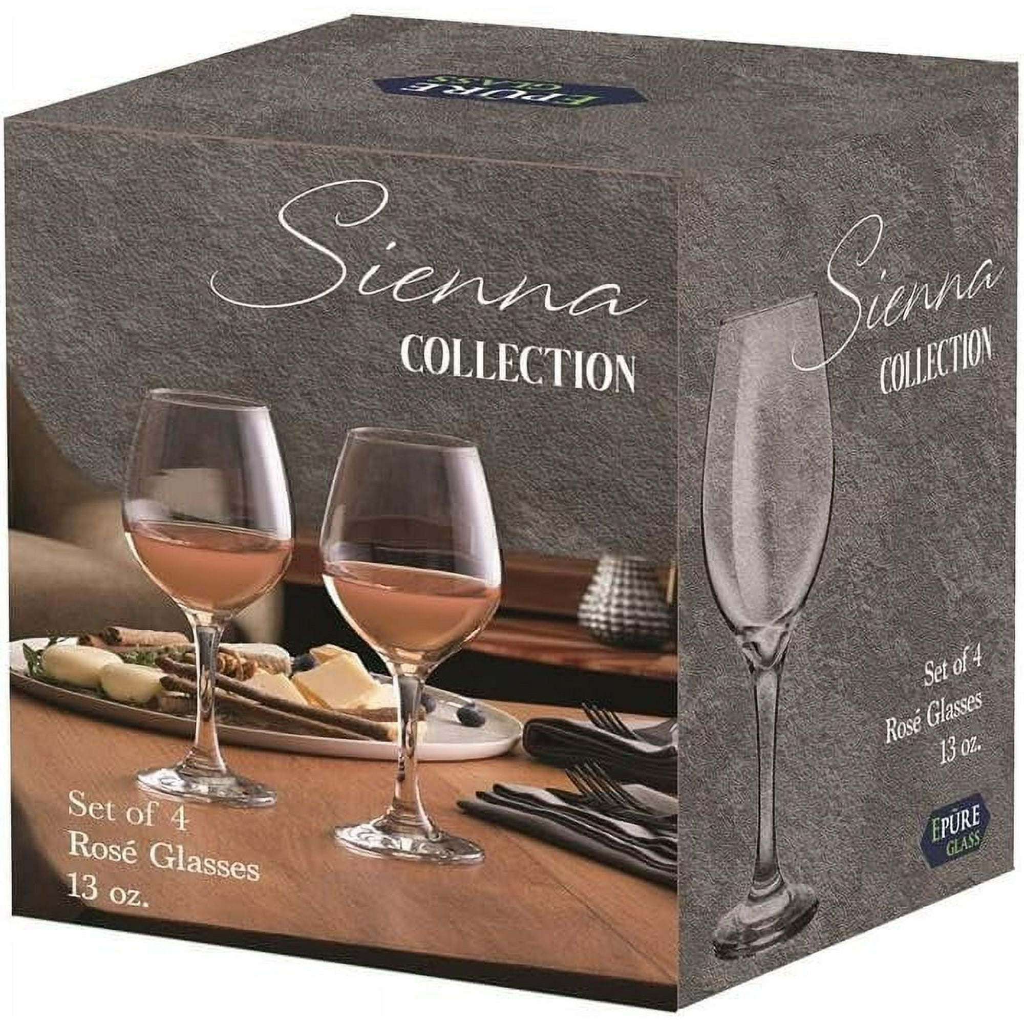 Ruthy's Outlet Sienna Ros Champagne Flute,Clear Champagne Glasses 13 oz 4 Pack Elegant Stemmed Champagne Glasses Sparkling Wine Glasses for Gift, Birthday,Parties,Wedding, Bar