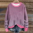 thumbnail image 2 of hotojiny Long Sleeve Sweatshirt for Women Casual Crew Neck Knit Pullover Tops Fall Fashion Striped Tunic Tops, 2 of 5