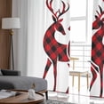 thumbnail image 6 of Merry Christmas Sheer Curtains 108 Inches Long, Plaid Xmas Elk Seasonal Winter Holiday Light Filtering Window Curtains for Living Room, Rod Pocket Voile Sheer Curtain Drapes, 52"Wx108"L, 2 Panels, 6 of 9
