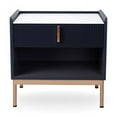 thumbnail image 3 of Modern White/Grey Night Stand Stone Tabletop & Gold Frame, 3 of 5