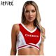 thumbnail image 2 of Top corto con cuello en V en forma de V para mujer, trajes de Cosplay de Halloween para carreras de coches, uniforme de porristas enérgico, camiseta sin mangas con contraste, 2 of 5