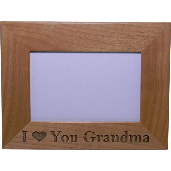 I Love You Grandma - 4x6 Inch Engraved Alder Wood Picture Photo Frame - Great Gift for Mothers's Day, Birthday or Christmas Gift for Mom Grandma Wife Grandmother