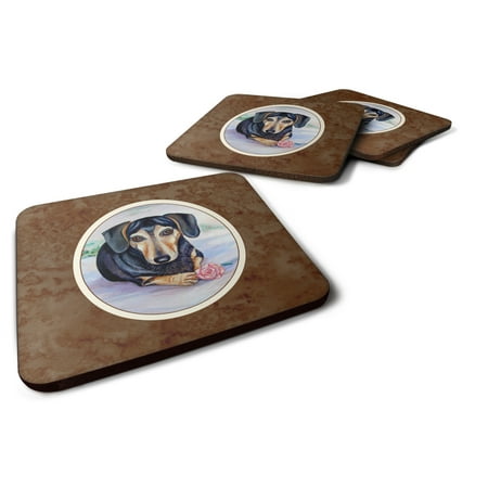 

Carolines Treasures 7076FC Black and Cream Dachshund Foam Coaster Set of 4 3 1/2 x 3 1/2 multicolor
