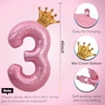 thumbnail image 2 of shiyou-40 Inch Pink Number 3 & Mini Crown Balloon for Birthday Party Decorations, 3rd Birthday Party Balloons Decorations Pink Theme Party Decorations Supplies, 2 of 4