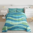 thumbnail image 2 of Castle Fairy Gradient Blue Green Stripes Full Size Comforter Sets,Lines Bedding Sets, 2 of 8
