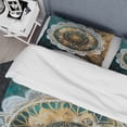 thumbnail image 4 of Designart "Teal and Gold Mandala Harmony I" Boho Mandala Bedding Covert Set - Traditional Teal Geometric Bed Set With 2 Shams, 4 of 6