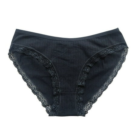 vigerkar Women Cotton Comfortable Soft Briefs Lace Jacquard Panties Full Coverage Brief Mid-Rise Seamless Underwear 2025 Black  S
