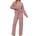 thumbnail image 2 of UVN Pajama Sets for Women Long Sleeve Lounge Set Ribbed Knit Sleepwear 2 Piece Pjs Soft Loungewear with Pockets, 2 of 2