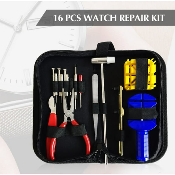 16-Piece Professional Watch Repair Tool Kit – Complete Set with Back Case Opener, Link Remover & Spring Bar Tool for Watchmakers TIKA