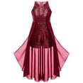 thumbnail image 3 of YIZYIF Girls Chiffon Shiny Sequins Birthday Prom Party Romper Dress Sleeveless Wedding Pageant Dress Burgundy 6, 3 of 6