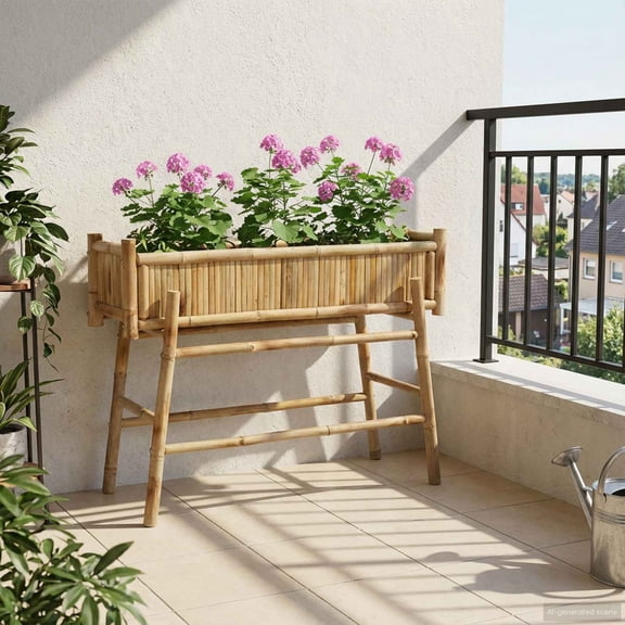 vidaXL Garden Planter with Holder Natural 39.37 x 14.96 x 29.13 in