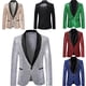 thumbnail image 2 of Traje de hombre con lentejuelas, chaqueta individual, solapa de pico, traje ajustado, esmoquin de fiesta, trajes de hombre para fiesta, vestido de noche, traje de actuación en el escenario, 2 of 5