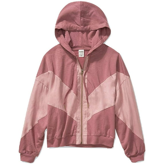 Victoria's Secret Pink Slouchy Sport Hoodie Full Zip Color Soft Begonia Size XSmall NEW