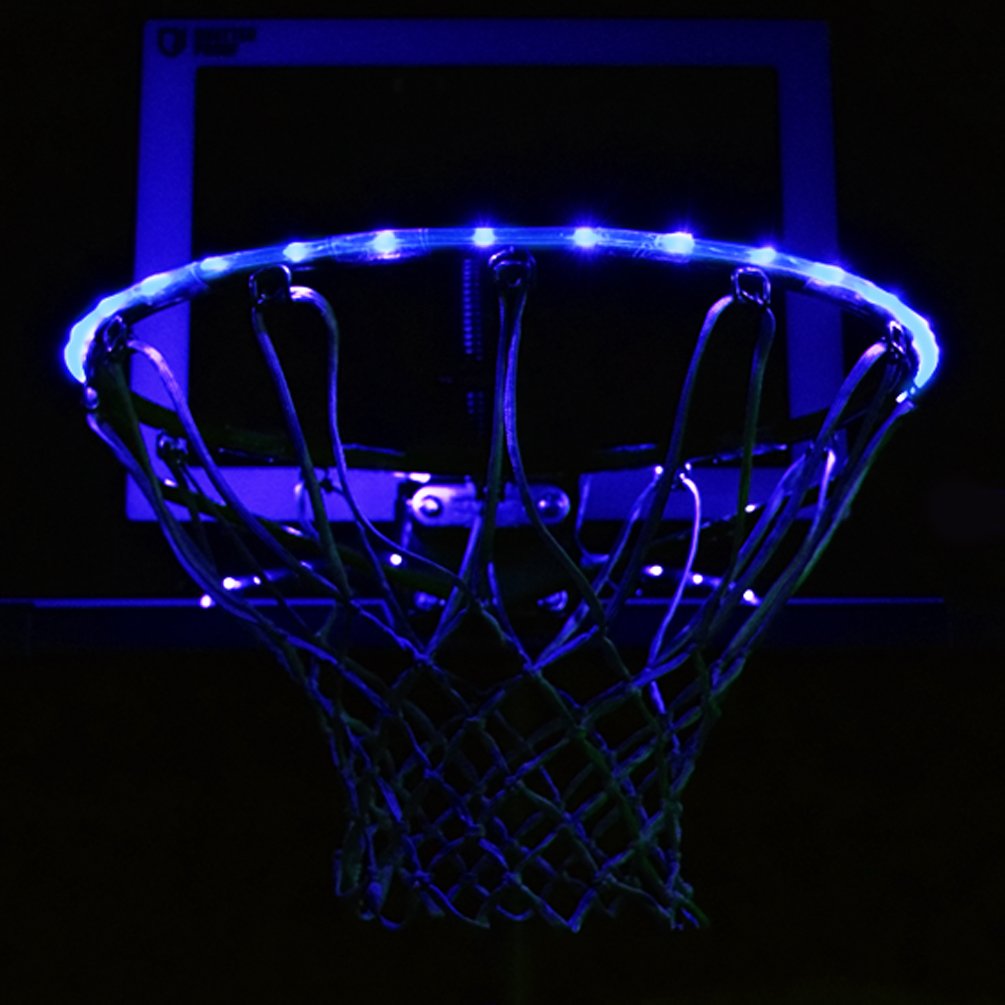 Hermard LED Basketball Hoop Light Light Up Basketball Rim Basketball Rim at Night Outdoors Light Up Basketball Hoop Glow in The Dark Basketball Basketball Rim LED Light Solar Basketball Hoop Light 