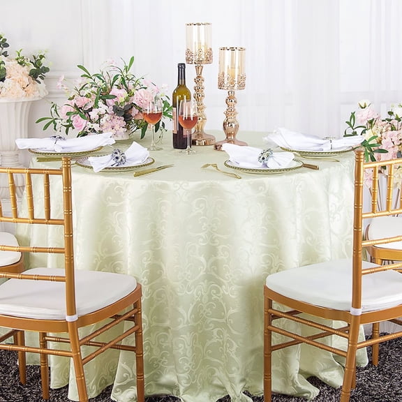 Wedding Linens Inc. 120" Round Damask Jacquard Polyester Tablecloth Table Cover Linens - Ivory