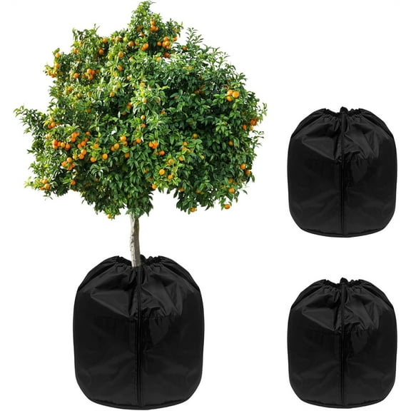 2 Pcs Plant Winter Protection Pot -NOGIS 17.7" x 19.7" Flower Pot Protection Bag-Anti-Frost Winter Pot Plant Cover with Drawstring and Zipper for Winter Outdoor Fruit Trees Potted Plants Shrubs