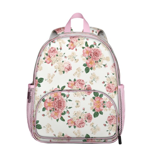 Tropical Flower and Leaves Students Backpack - Vintage Floral and Skull Design with Comfortable Dual Shoulder Support, Lightweight School Bag for Developing Students