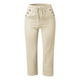 thumbnail image 4 of Pantalon Ample en Lin Uni pour Femmes, 7/8, avec Poches, 4 of 4