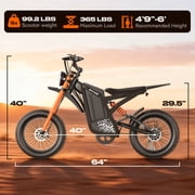 Electric Dirt Bike for Adults,3000W Electric Motorcycle 36MPH 48V 25Ah Battery,85+Miles Electric Bike,16 Fat Tire Ebike,Dual Hydraulic Brakes Mountain Bike,Full Suspension,UL2849