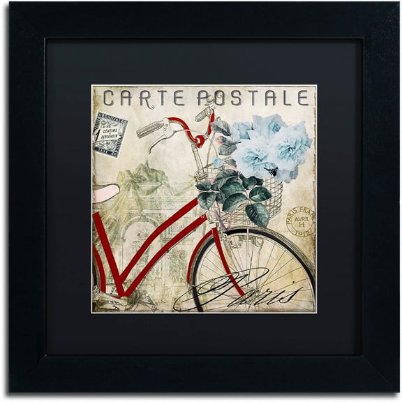 "Postale Paris II" Canvas Art by Color Bakery Black Matte, Black Frame