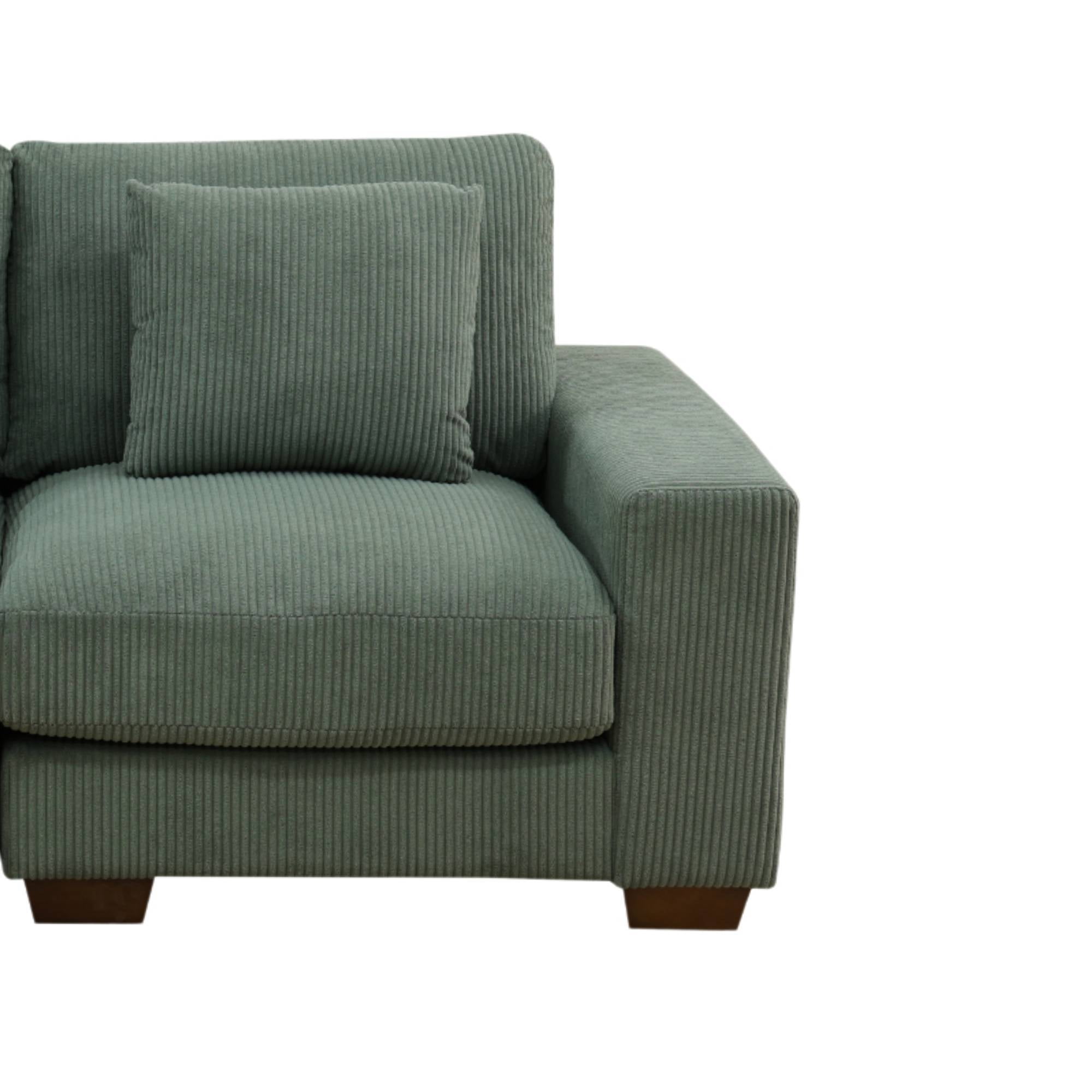 72" Loveseat Sofa, Modern Corduroy Sofa Couch with2 Pillows Small Comfy Couch for Living Room, Green