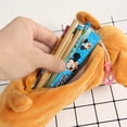 thumbnail image 2 of Estuche para lápices de peluche súper lindo para niños con diseño de perro, portalápices para estudiantes, color amarillo., 2 of 5