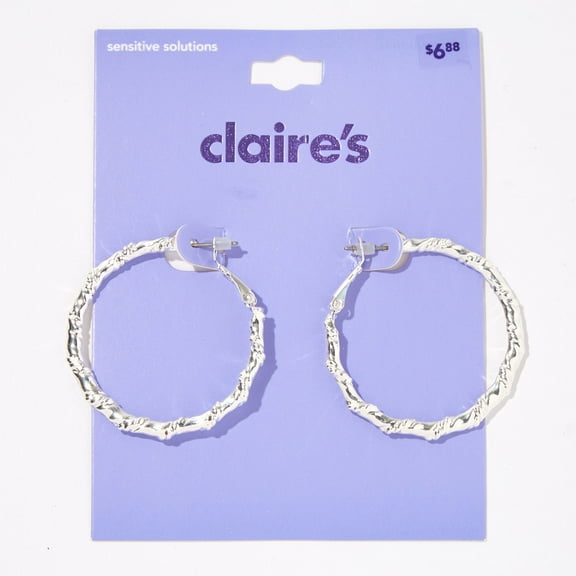 Claire's Silver 40MM Twist Hoop Clutchback Earrings