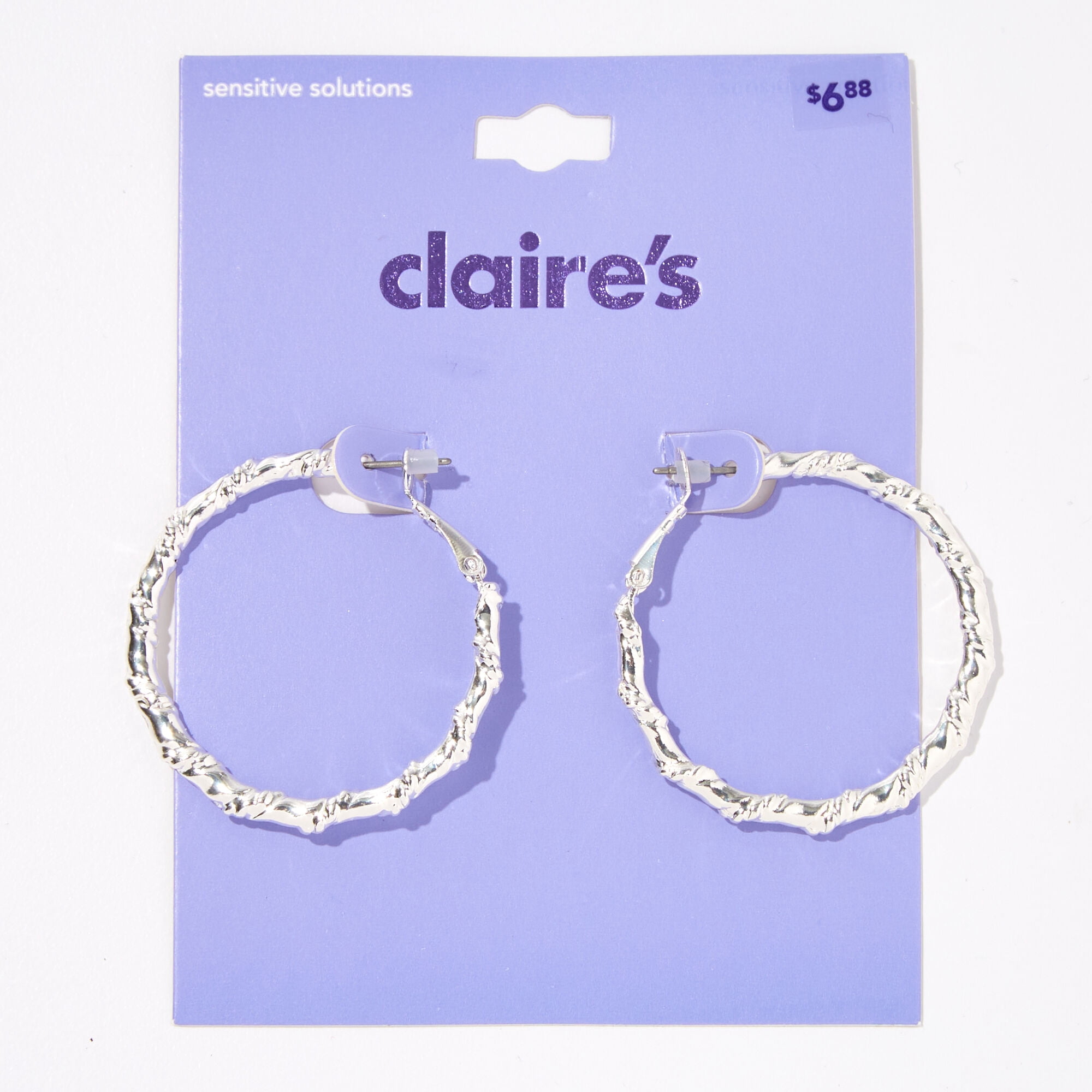 Claire's Silver 40MM Twist Hoop Clutchback Earrings