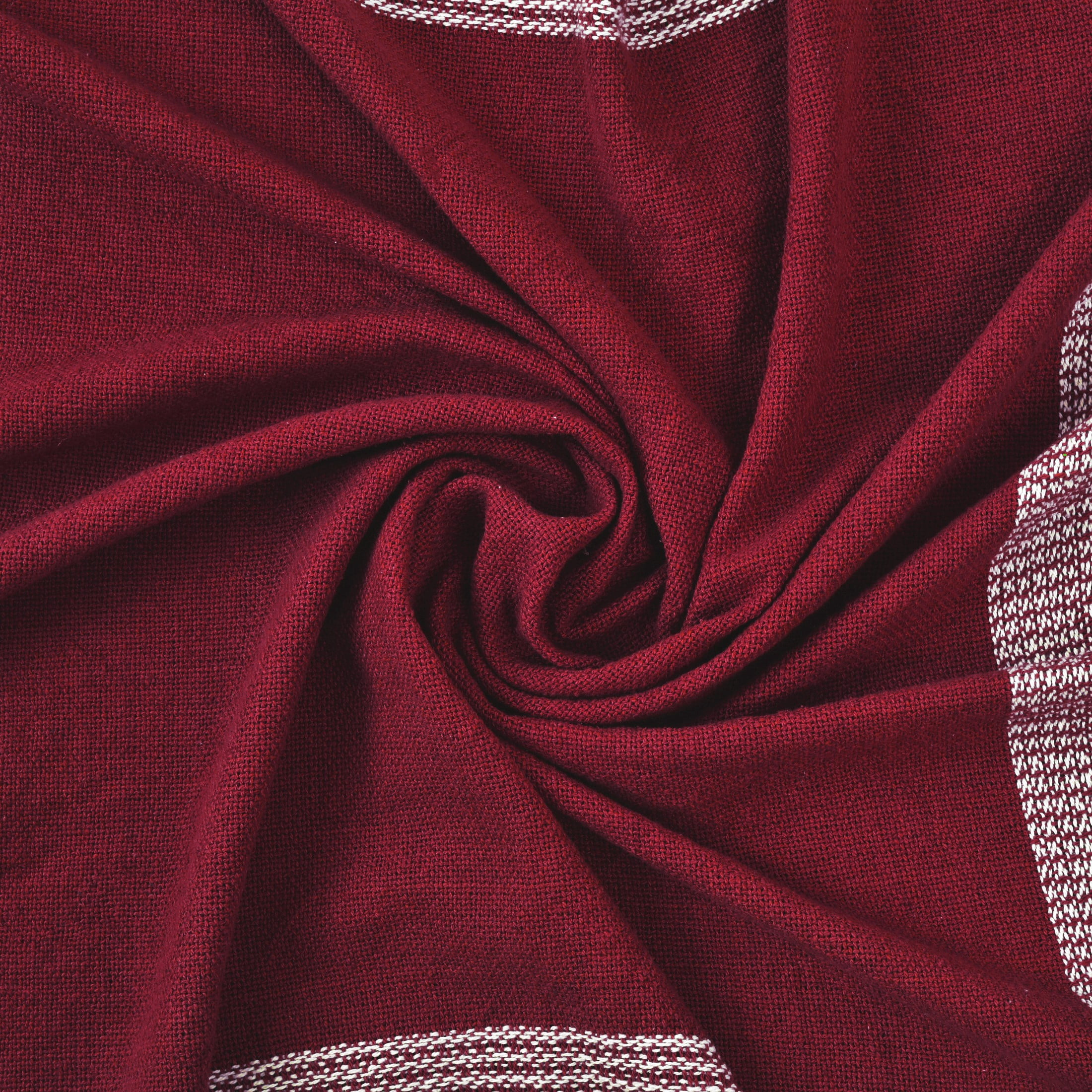 Ox Bay Red/White Tartan Plaid Cotton Throw Blanket, 50" x 60"