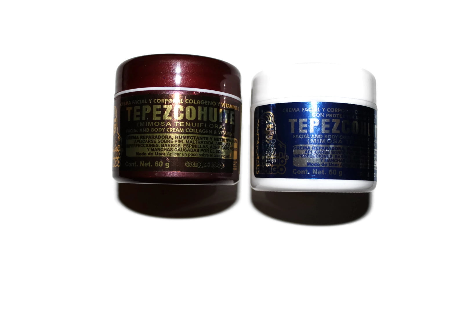 Tepezcohuite Cream Day and Night Set de 2 additioned with 'Colagen & Vitamin E' 120 grms. each