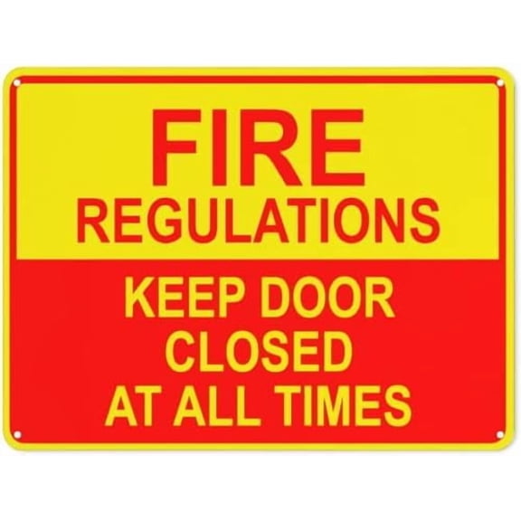 Warning Notice Traffic Sign,Fire Regulation Keep Door Closed at All Times Danger Sign, Aluminum Safety Danger Tin Road Sign Safety Signs for Workplace 12×8