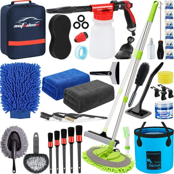Kit de limpieza de coches AUTODECO, 42 unidades, con pistola pulverizadora de espuma
