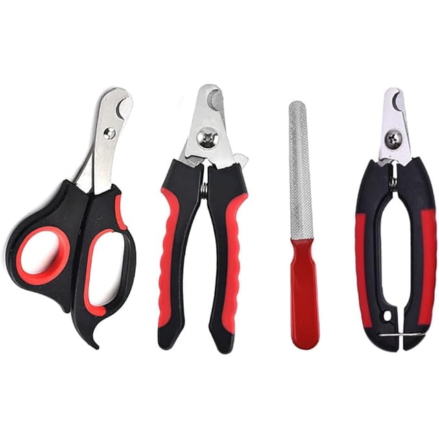 4-Piece Dog & Cat Nail Clipper Set - 2 Sizes (Includes Small) with Safety Lock - Stainless Steel Pet Grooming Tools for Small, Medium Pets